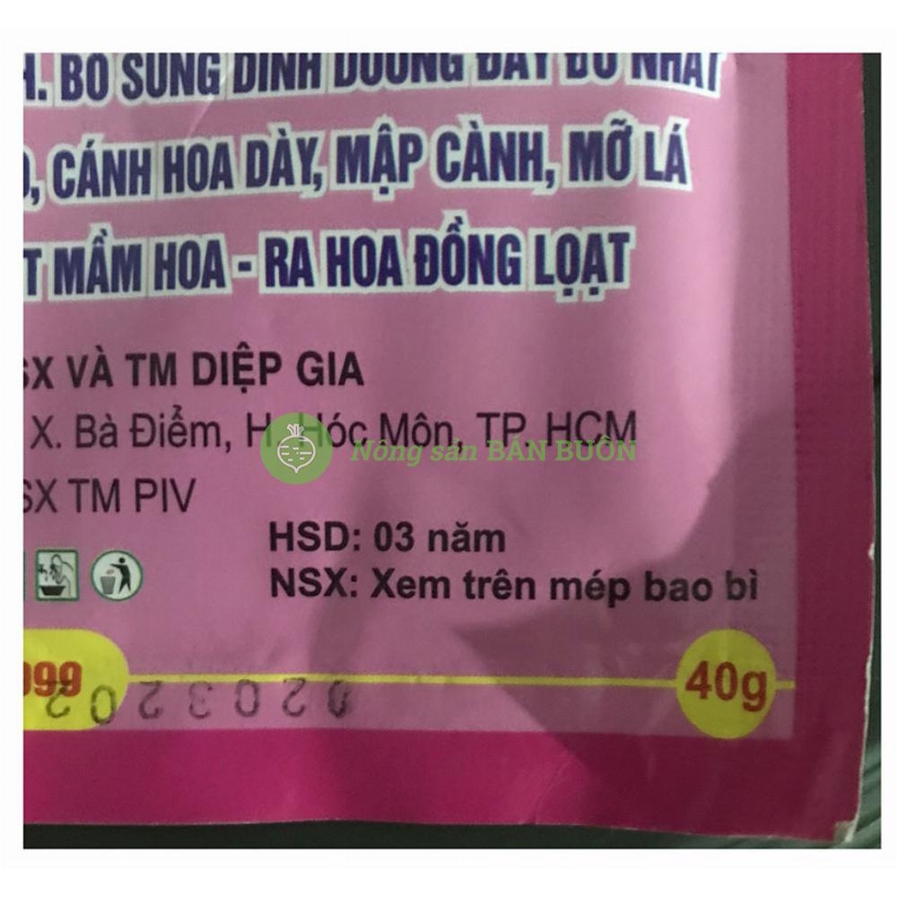 Phân bón chuyên hoa hồng giữ hoa lâu tàn, bông to, dày cánh hoa, mập cành, mập nụ, khối lượng: 40g/gói