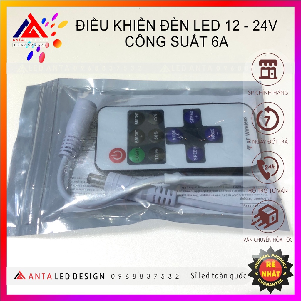 Điều khiển ,Remote  dùng cho led neon, led dán, led thanh...,12V,24V nhiều chế độ chỉnh
