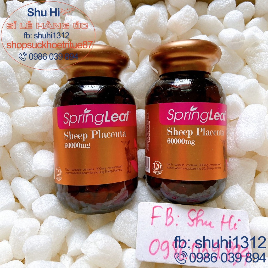 Nhau thai cừu Sheep Placenta SpringLeaf 60000mg 120 viên - Úc chính hãng