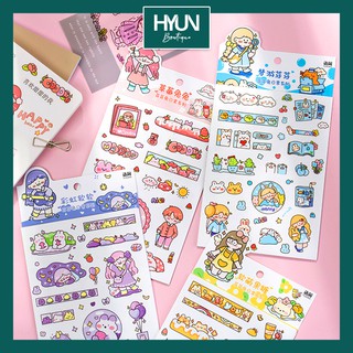SET 6 tờ Sticker dán & tờ lẻ - Bud Bunny Hyun Boutique - Trang trí bullet journal DIY