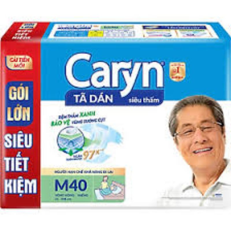 Tã dán Caryn gói siêu tiết kiệm M40, ML40, XL20 miếng