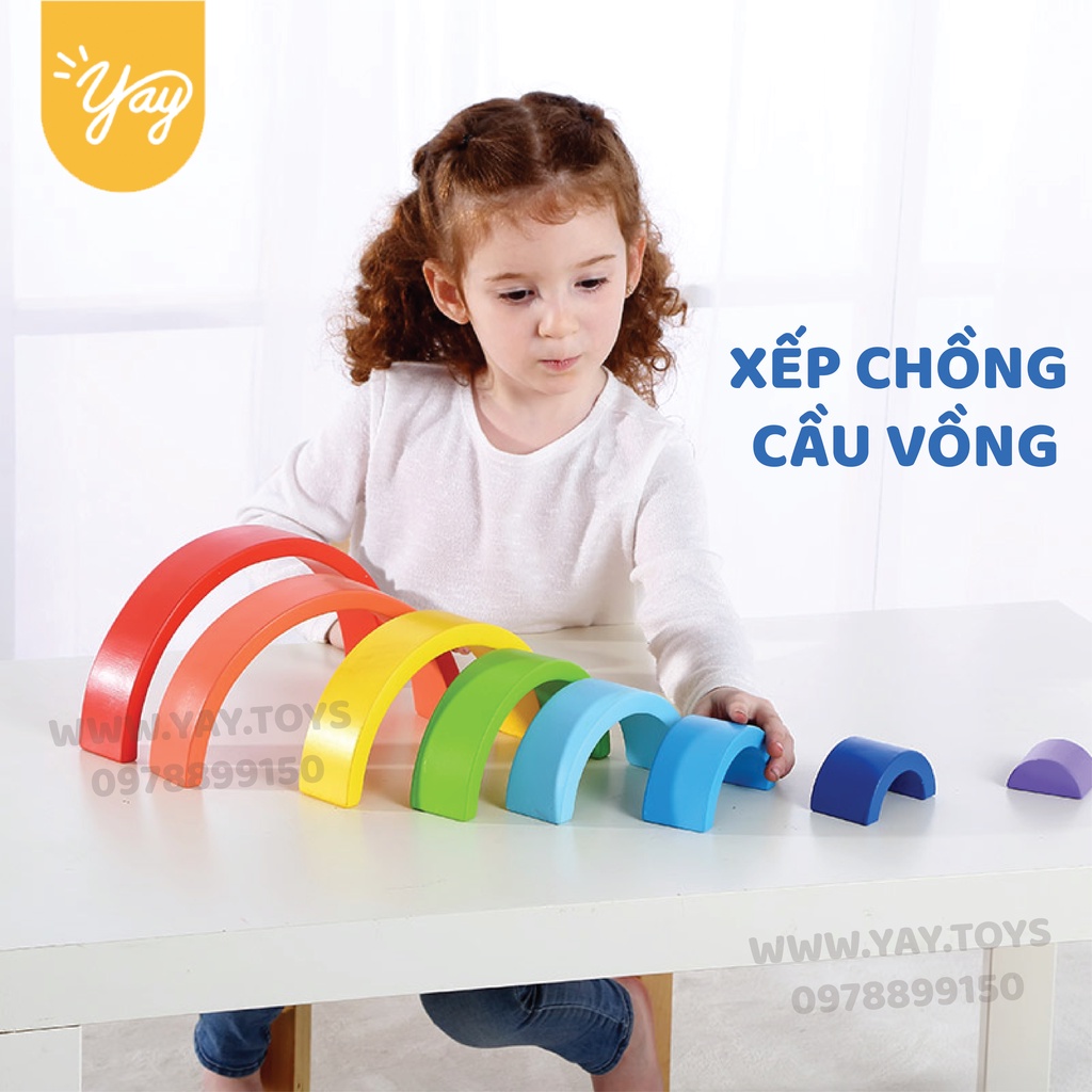 Bộ Đồ Chơi Gỗ Cao Cấp - Tháp Cầu Vồng Cho Bé 18m+ - Tooky Toy