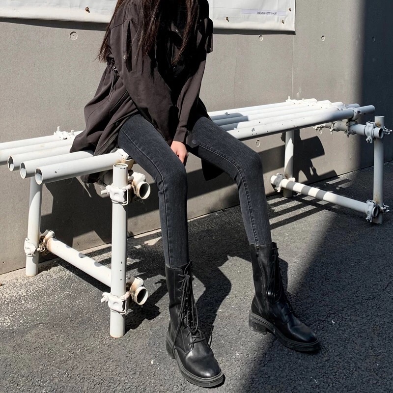 Quần Jeans Lưng Cao Co Dãn Hot Hit 2Màu Xanh Nhạt/Xám Đen Siêu Đẹp | BigBuy360 - bigbuy360.vn