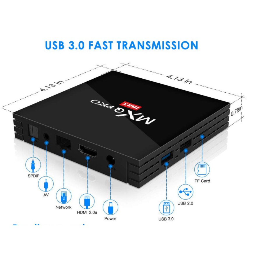 Android tivi box MXQ MAX 4gb + 32gb + khiển G20 ( chuột analog + giọng nói)