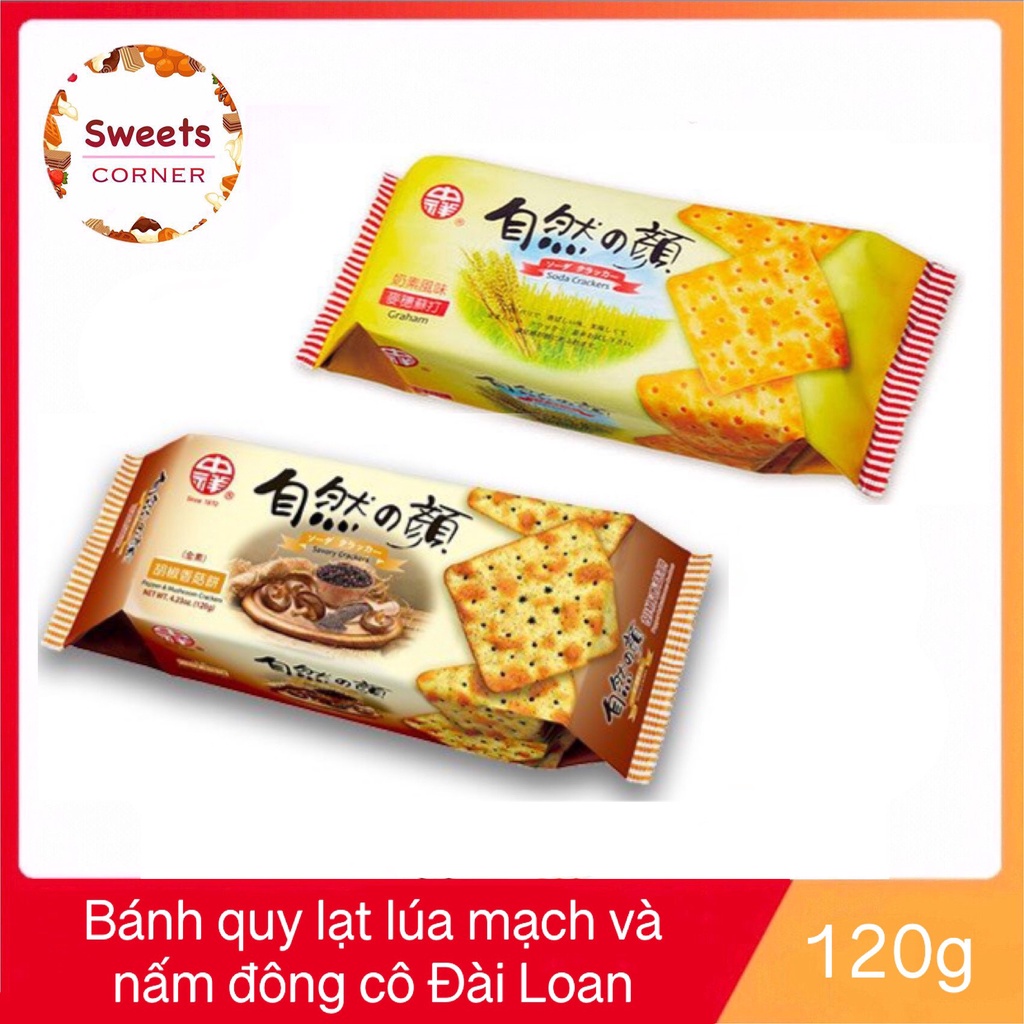 Bánh quy lạt nấm đông cô và lúa mạch Đài Loan 120g ( 2 loại )