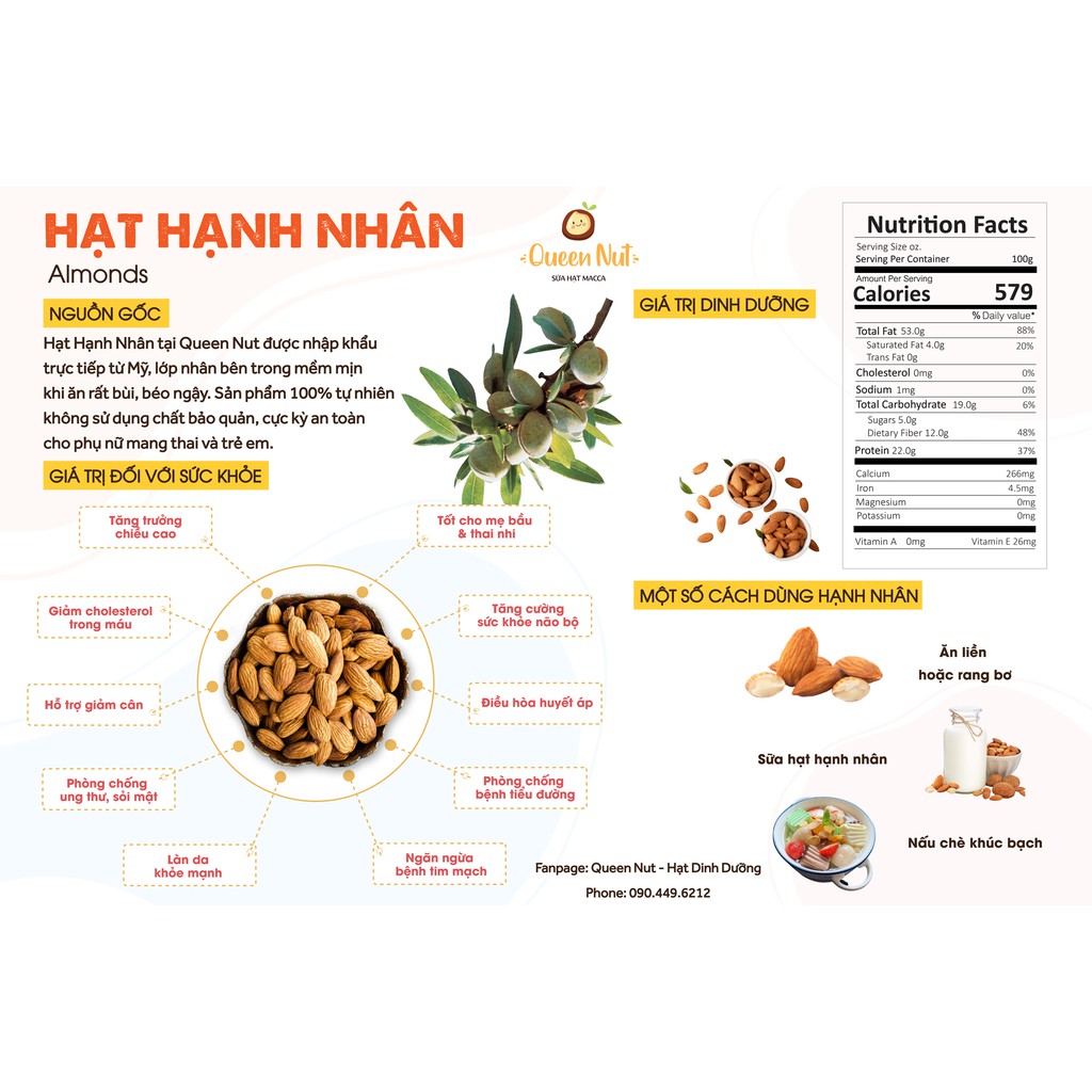 Hạnh Nhân Mỹ Sấy 500G - Ăn vặt mẹ bầu/ ăn vặt healthy/ eatclean