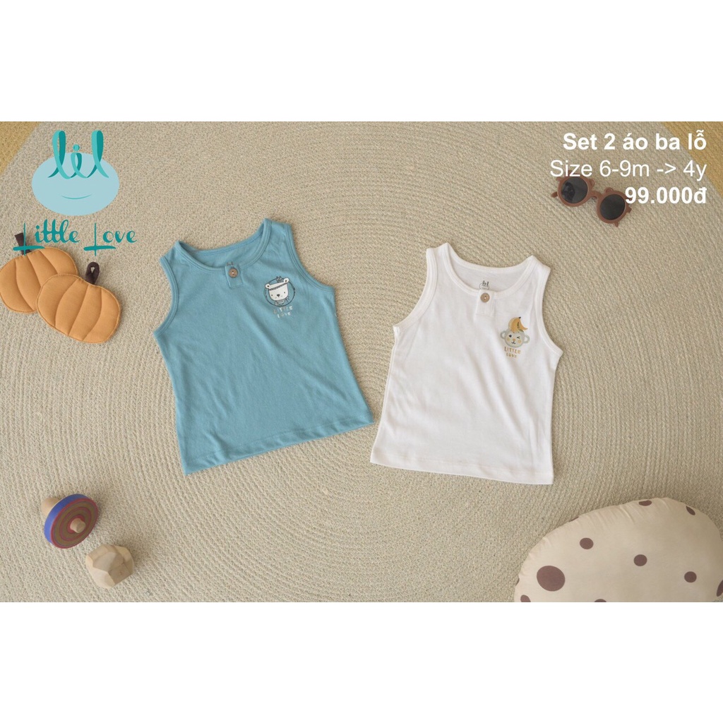 [CHÍNH HÃNG] Set 2 áo ba lỗ Bé trai/ gái trẻ em Little Love(9m-4y)