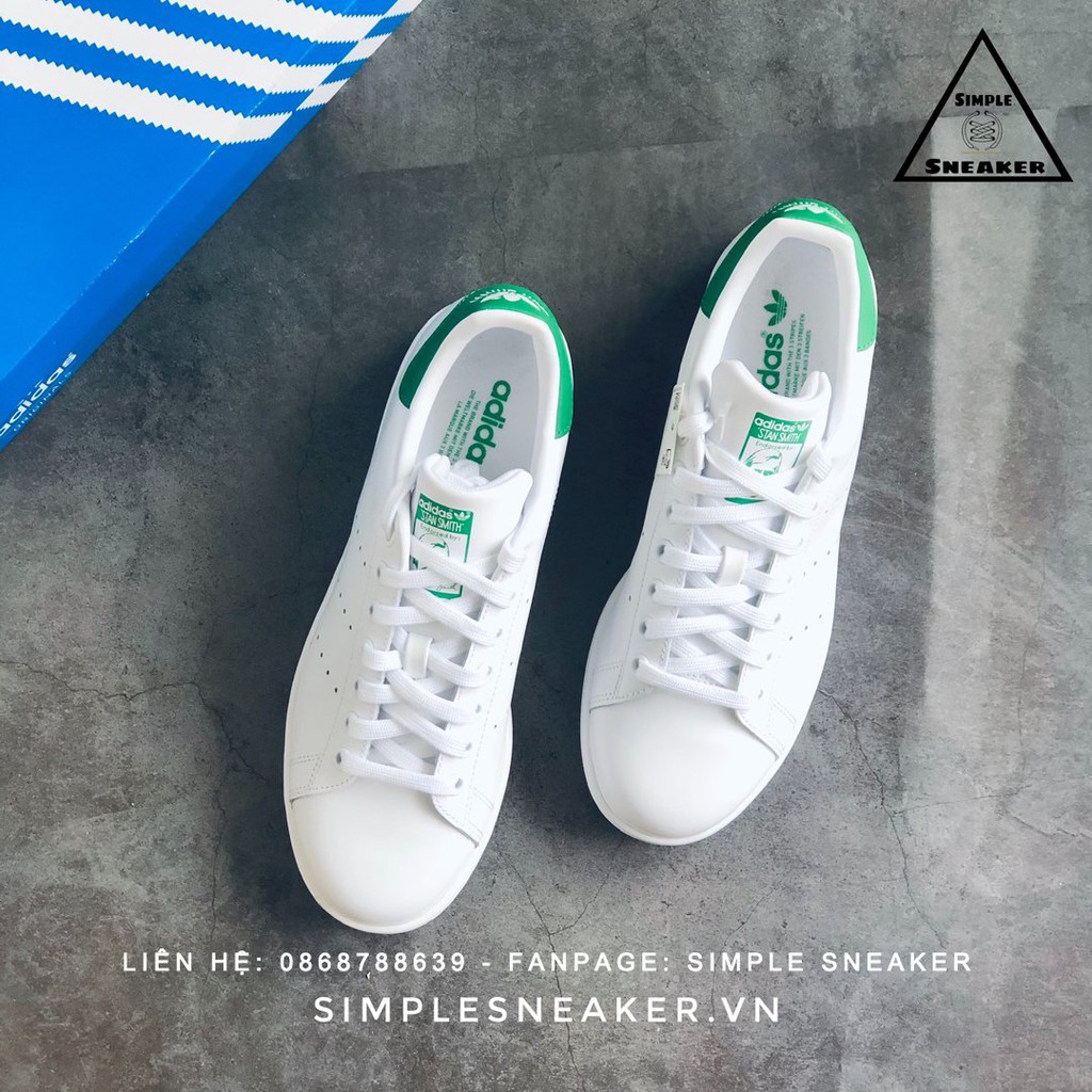 Giày Adidas FREESHIPAdidas Stan Smith Green Chính Hãng - Giày Stan Smith Gót Xanh Lá Chuẩn Auth [M20324]