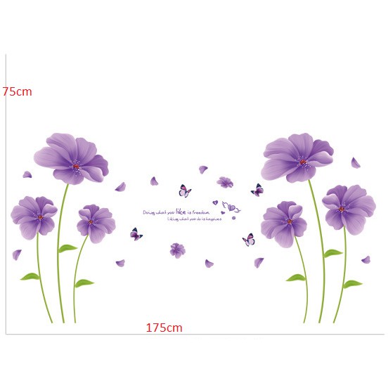 Decal dán tường hoa tím chống thấm