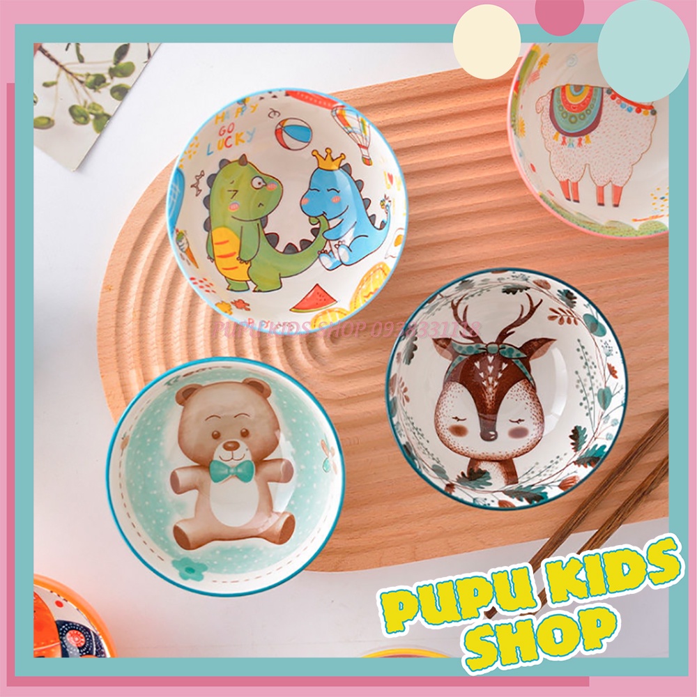 Bát Sứ Tròn Hình Thú, Tuần Lộc Dễ Thương Cho Bé Ăn Dặm, Ăn Cơm (Link 2) PUPU KIDS SHOP