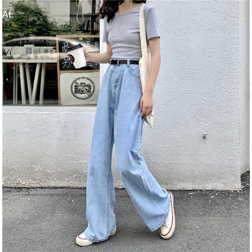 Quần Jeans Ống Rộng Xanh - Quần Ống Rộng Nữ Dáng Suông Ulzzang Q53