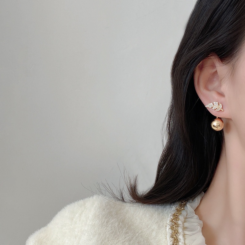 Khuyên Tai Hình Lá Đính Ngọc Trai Cao Cấp Sang Trọng Phong Cách Hàn Quốc Thời Trang Dành Cho Nữ 2022