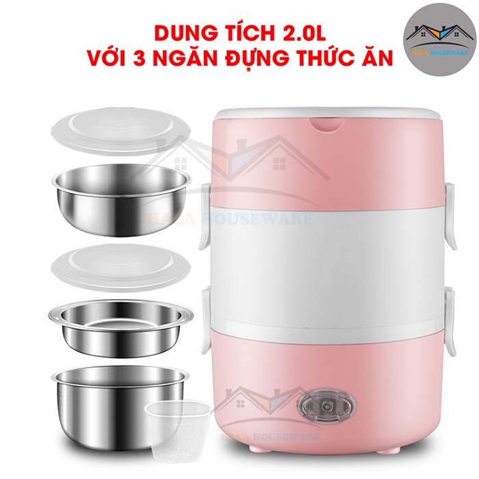 Hộp Cơm Cắm Điện - 3 Tầng Có Chức Năng Giữ Nhiệt, Hâm Nóng và Nấu Chín Đồ Ăn - Dành Cho Dân Văn Phòng, Du Lịch