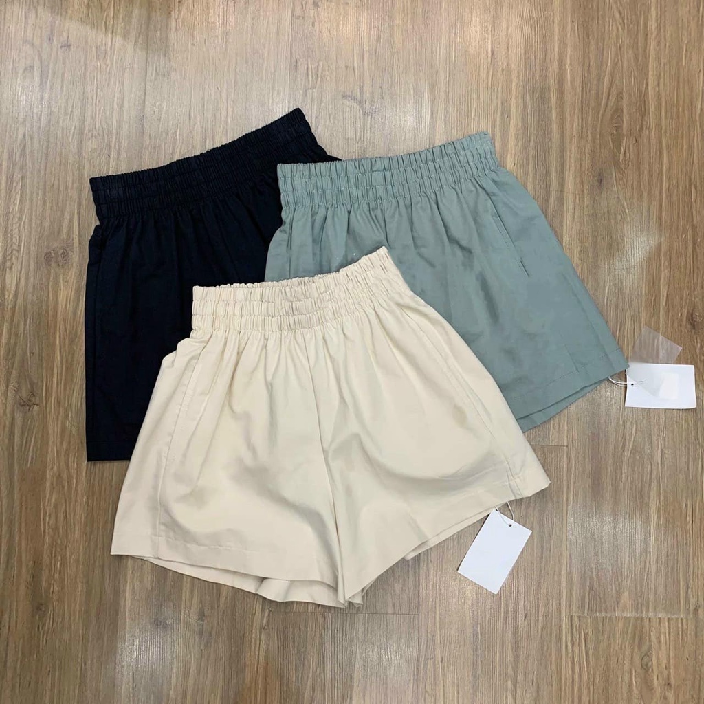 Quần short nữ Combo 3 sooc đùi kaki cạp chun mix màu