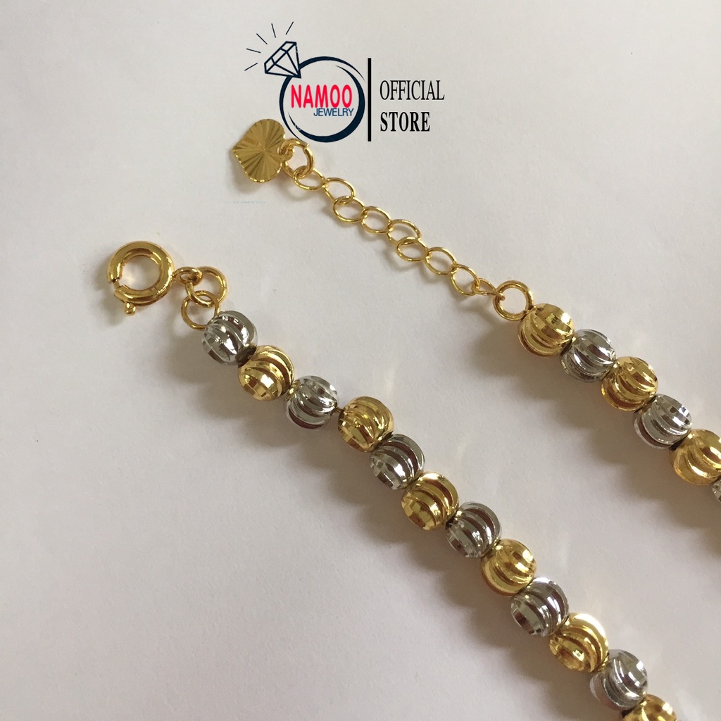 Lắc Tay Vàng Mạ 24k Nữ, Lắc Tay Bi 2 Màu L129 Namo Jewelry