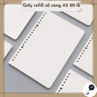 Sổ còng binder A5 trắng đen 20 lỗ 60 tờ kèm giấy refill thay ruột