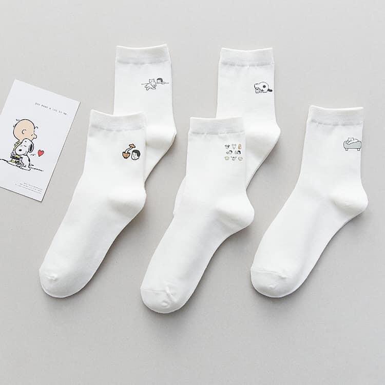 Vớ Tất Trắng Cao Hình  Chất Cotton Kháng Khuẩn Freesize Nam Nữ 36-42 MRSOCKS VC003