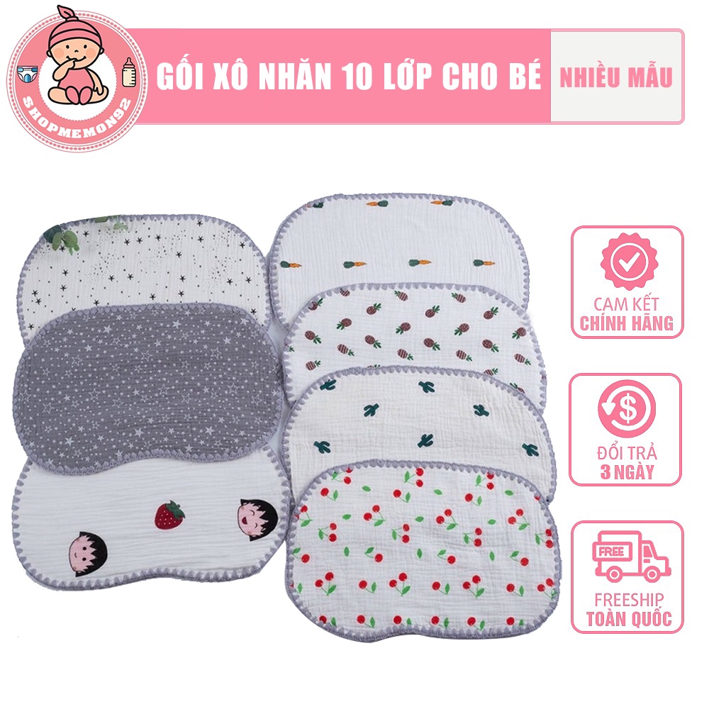 Gối xô nhăn 10 lớp cho bé sơ sinh 25*40cm