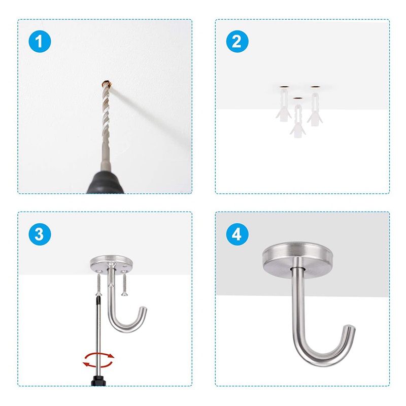 Set 5 Móc Treo Đồ Gắn Trần Nhà Bằng Thép Không Gỉ