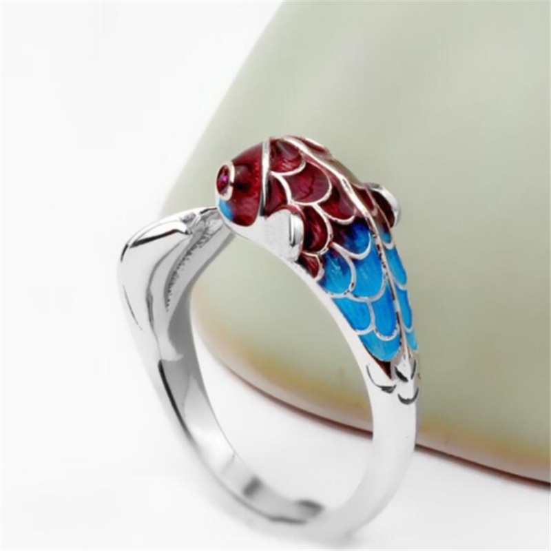 Nhẫn Hở Mạ Bạc 925 Hình Cá Chép Sáng Tạo Thời Trang Cho Nữ R327