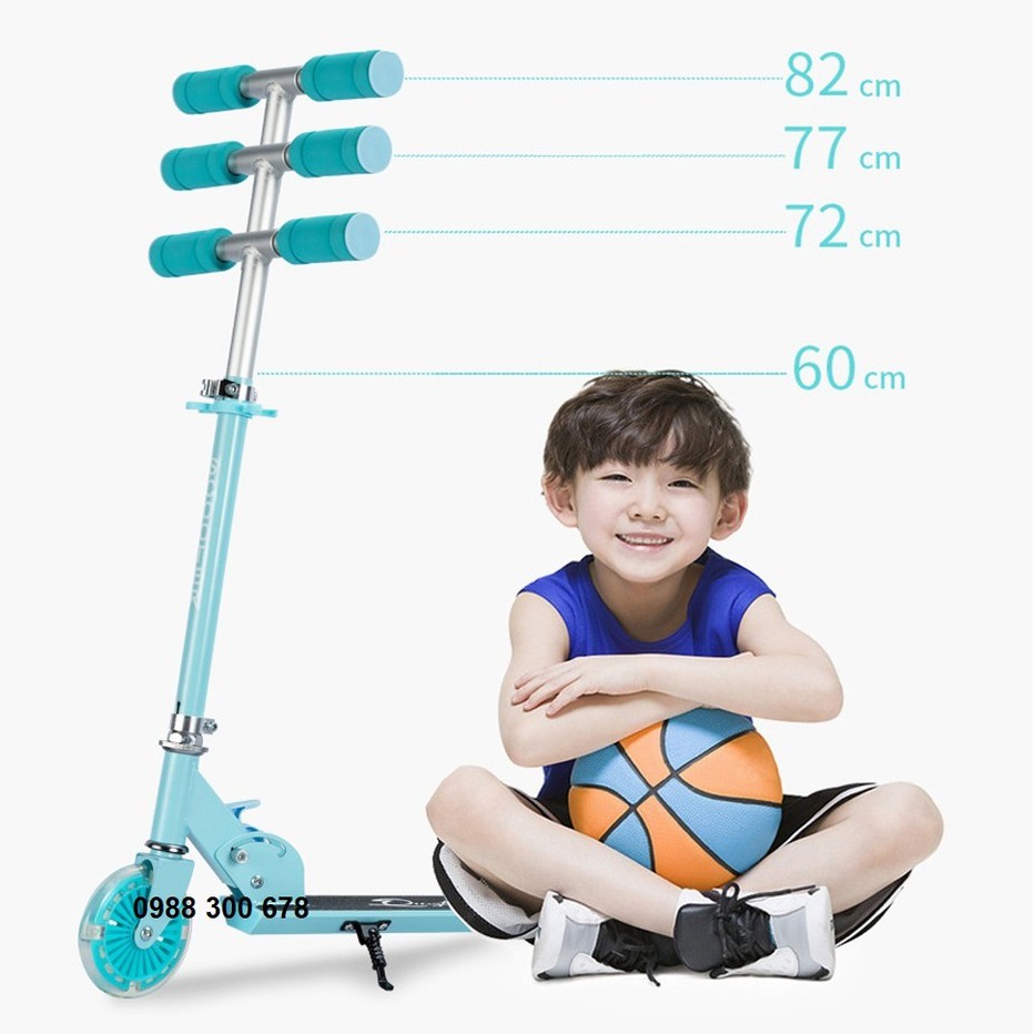 Xe trượt scooter trẻ em cao cấp có đèn led và chân trống tiện lợi cho bé từ 3-10 tuổi [TOMTIN SPORT]