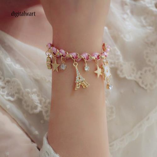 Vòng da nhân tạo đeo tay thiết kế mặt tháp Eiffel nhỏ nhắn xinh xắn dễ thương dành cho nữ | BigBuy360 - bigbuy360.vn