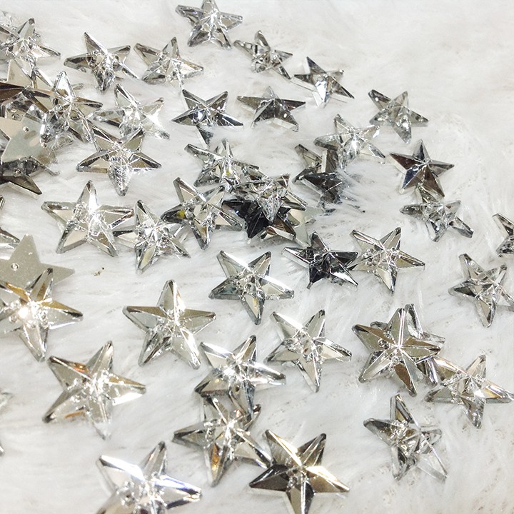 Hạt đá kết áo acrylic hình ngôi sao 5 cánh ánh bạc lấp lánh siêu đẹp
