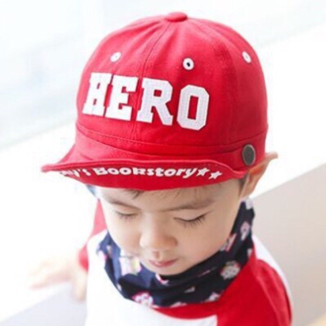 Mũ lưỡi trai thêu chữ HERO đáng yêu cho bé trai/bé gái (Sz 6m-3y)