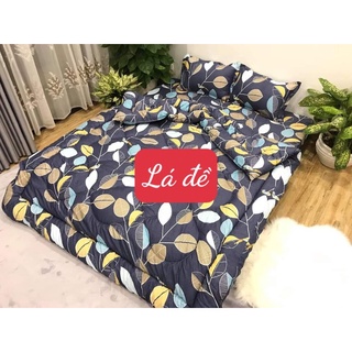 Bộ chăn phao ga gối 4 món poly,mẫu mới,mẫu lá đề