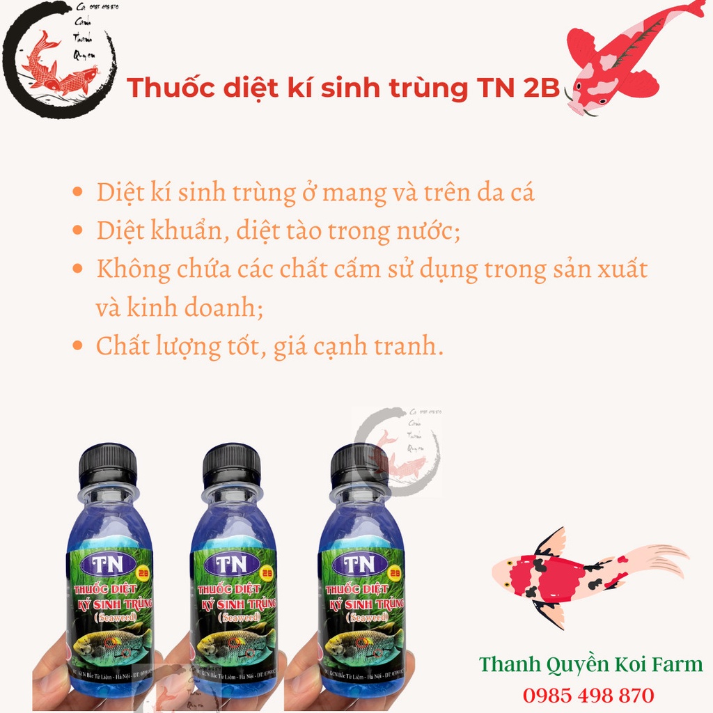 Thuốc diệt kí sinh trùng cho cá Koi, cá cảnh TN 2B chai lớn 100ml