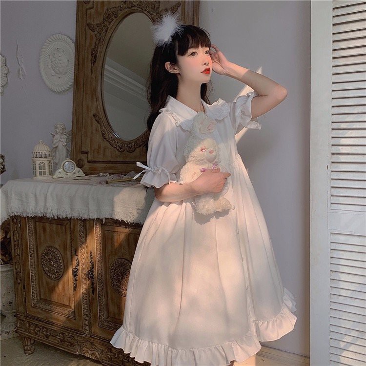 [ẢNH THẬT] Đầm Babydoll Tay Phồng 🦋 Váy Nữ Trơn Dáng Xòe 2 Màu 🦋