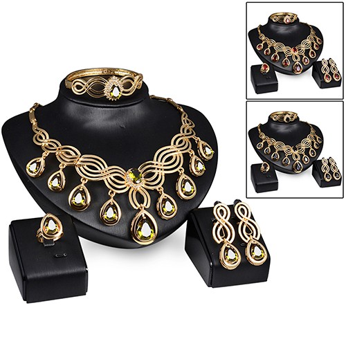 Bộ Trang Sức Vòng cổ / Nhẫn / Vòng Tay Đính Đá Zircon Sang Trọng