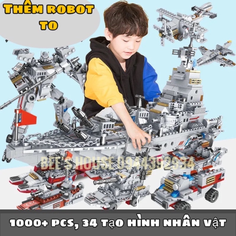 [Bản đủ 1005 chi tiết] Bộ đồ chơi lắp ráp xếp hình Non Lego Tàu Chiến Hạm, Lego thuyền phát triển tư duy