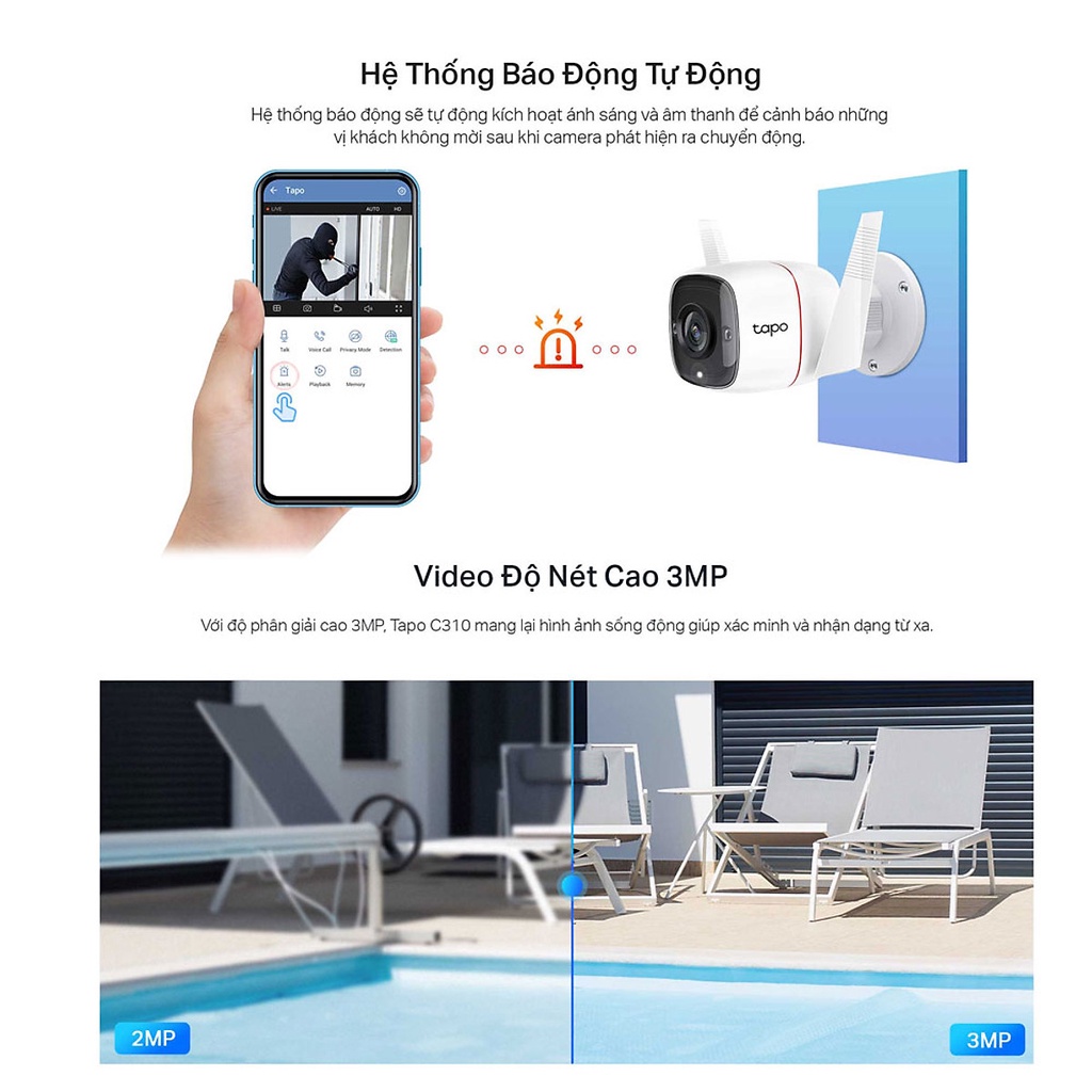 Camera Wifi TPLink Tapo C310 3MP Giám sát An Ninh Ngoài Trời Hàng Chính Hãng