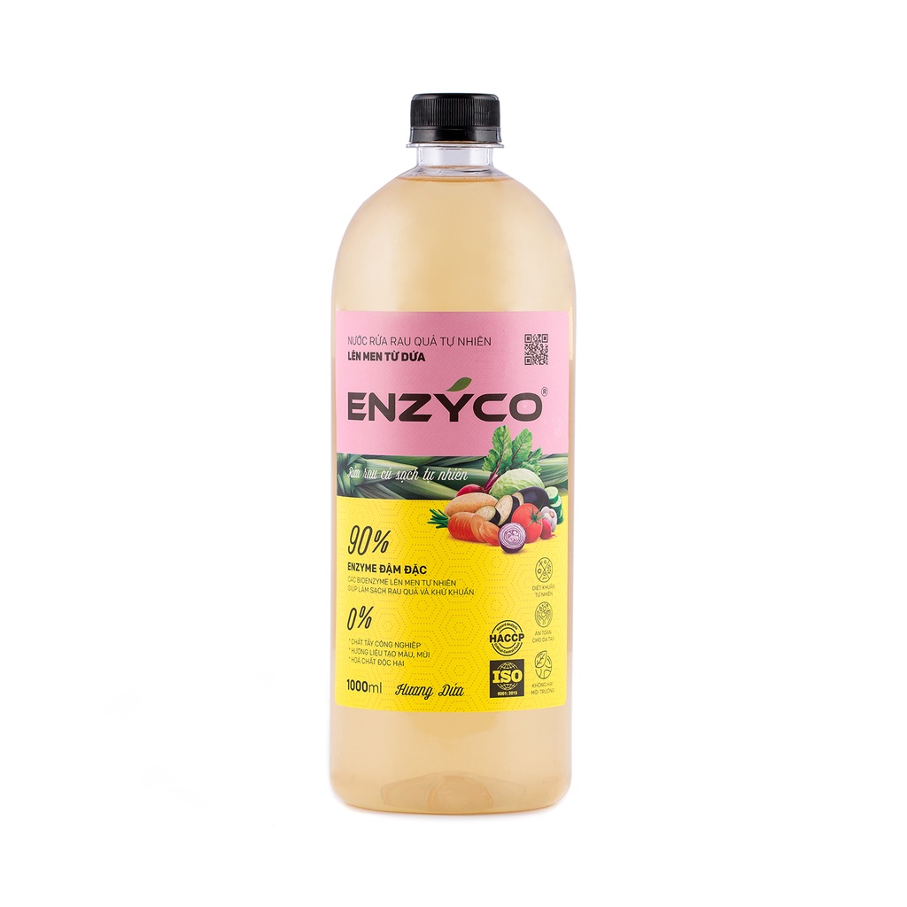 Nước Ngâm Rau Củ Quả Sinh Học ENZYCO Lên Men Tự Nhiên 100% Từ Dứa 1L 야채 과일용 세제Vegetable & fruit washing liquid