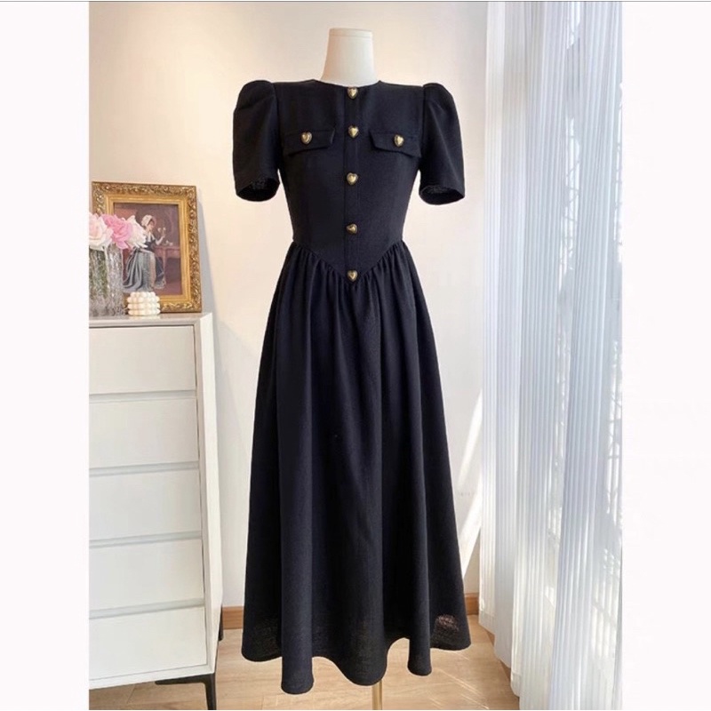 Đàm dự tiệc đính cúc tay phồng cực tôn dáng sang chảnh cho nàng đi chơi dự tiệc | BigBuy360 - bigbuy360.vn