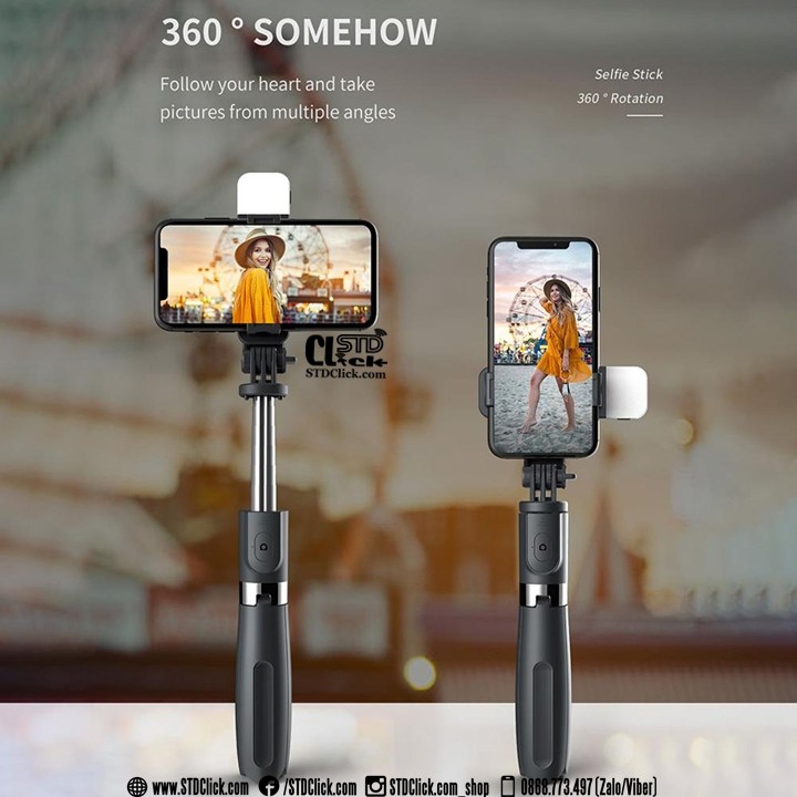 GẬY CHỤP ẢNH KIÊM TRIPODS CÓ ĐIỀU KHIỂN BLUETOOTH L02s CÓ ĐÈN KÈM ĐÈN HÀNG CAO CẤP