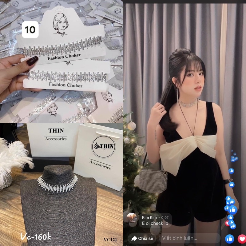 Vòng cổ đính đá full nhân tạo răng cưa,vòng cổ mai phương bùi