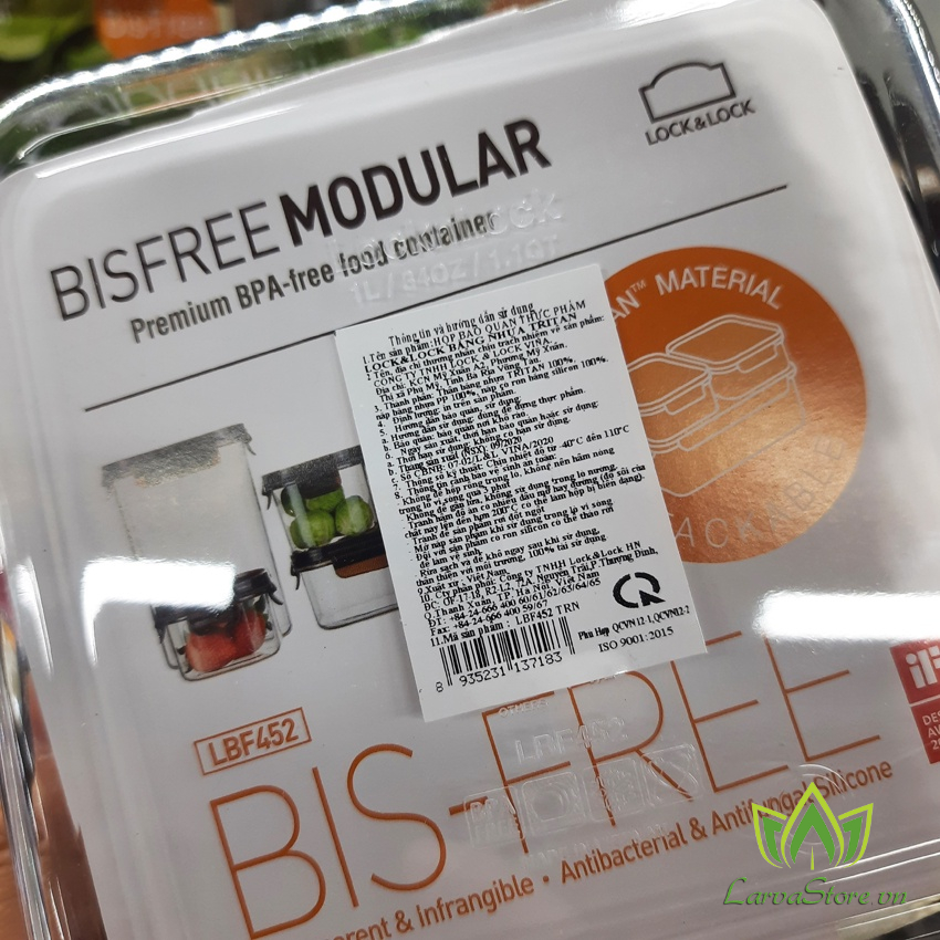 Modular LBF452 1L - Hộp Bảo Quản Thực Phẩm Nhựa Tritan Lock&Lock Bisfree Modular LBF452 1 Lít
