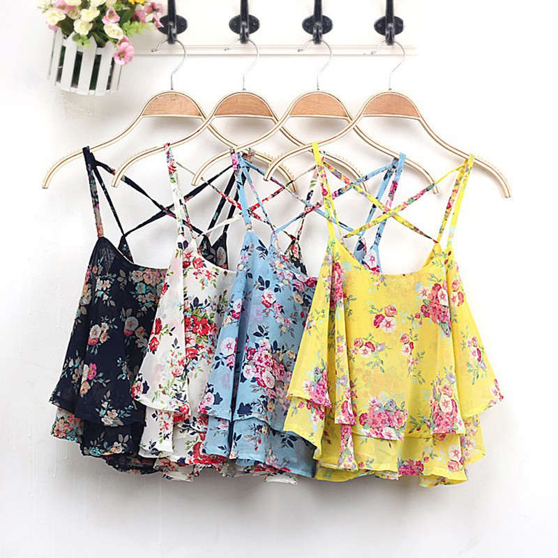 Áo Tank Top Nữ In Hoa