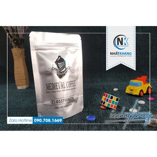 1kg túi zipper đáy đứng 2 mặt bạc