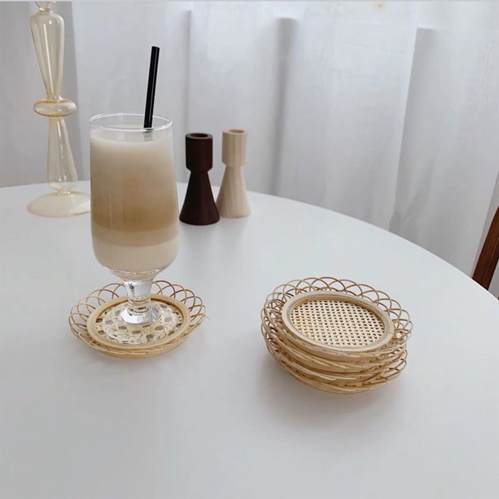 Đế lót ly đan tre thủ công phong cách Nhật Bản
