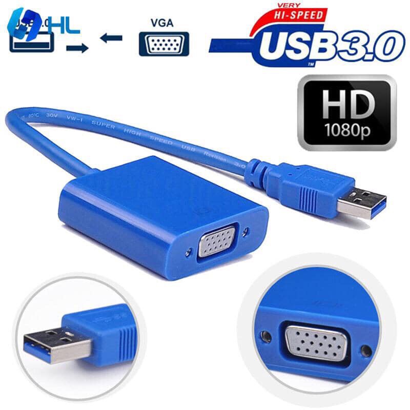 Cáp Chuyển Đổi USB 3.0 Sang VGA, USB to VGA - Dùng Cho Laptop, Máy Tính