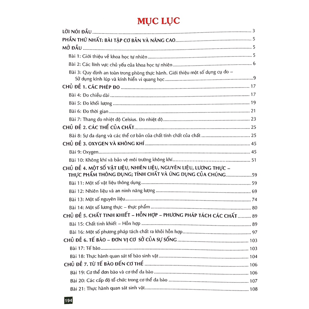 Sách Bài Tập Cơ Bản Và Nâng Cao Khoa Học Tự Nhiên 6