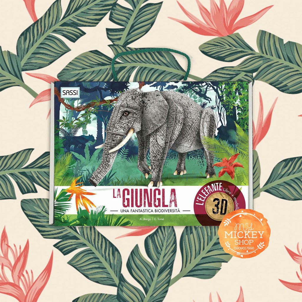 Bộ xếp hình mô hình 3D CHÚ VOI RỪNG GIÀ - SASSI 3D PUZZLE THE JUNGLE - THE ELEPHANT