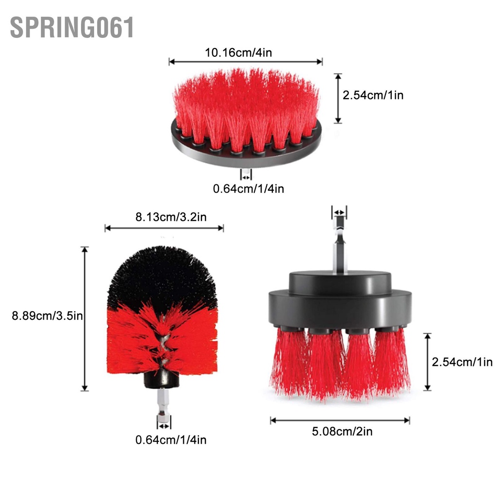 Spring061 4 cái Chổi khoan Phần đính kèm Bộ Công cụ làm sạch Máy chà sàn điện cho Xe ô tô máy