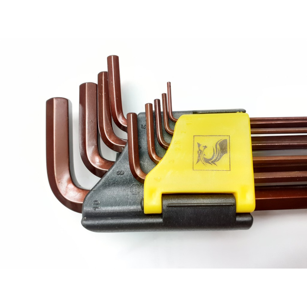 Bộ lục giác 9 cây có đầu bi, độ cứng HRC 50-55 hiệu LS+ cao cấp đa năng 1.5 - 10mm EXTRA LONG HEX KEY SET