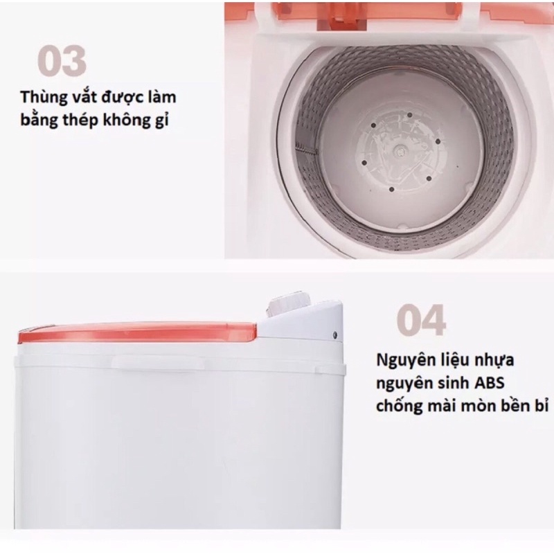 Máy giặt mini 2 lồng giặt 6kg cao cấp chính hãng siêu bền, tích kiệm điện năng dành cho gia đình