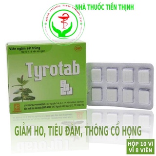 Kẹo ngậm giảm ho, tiêu đàm, thông cổ họng Tyrotab hộp 80 viên