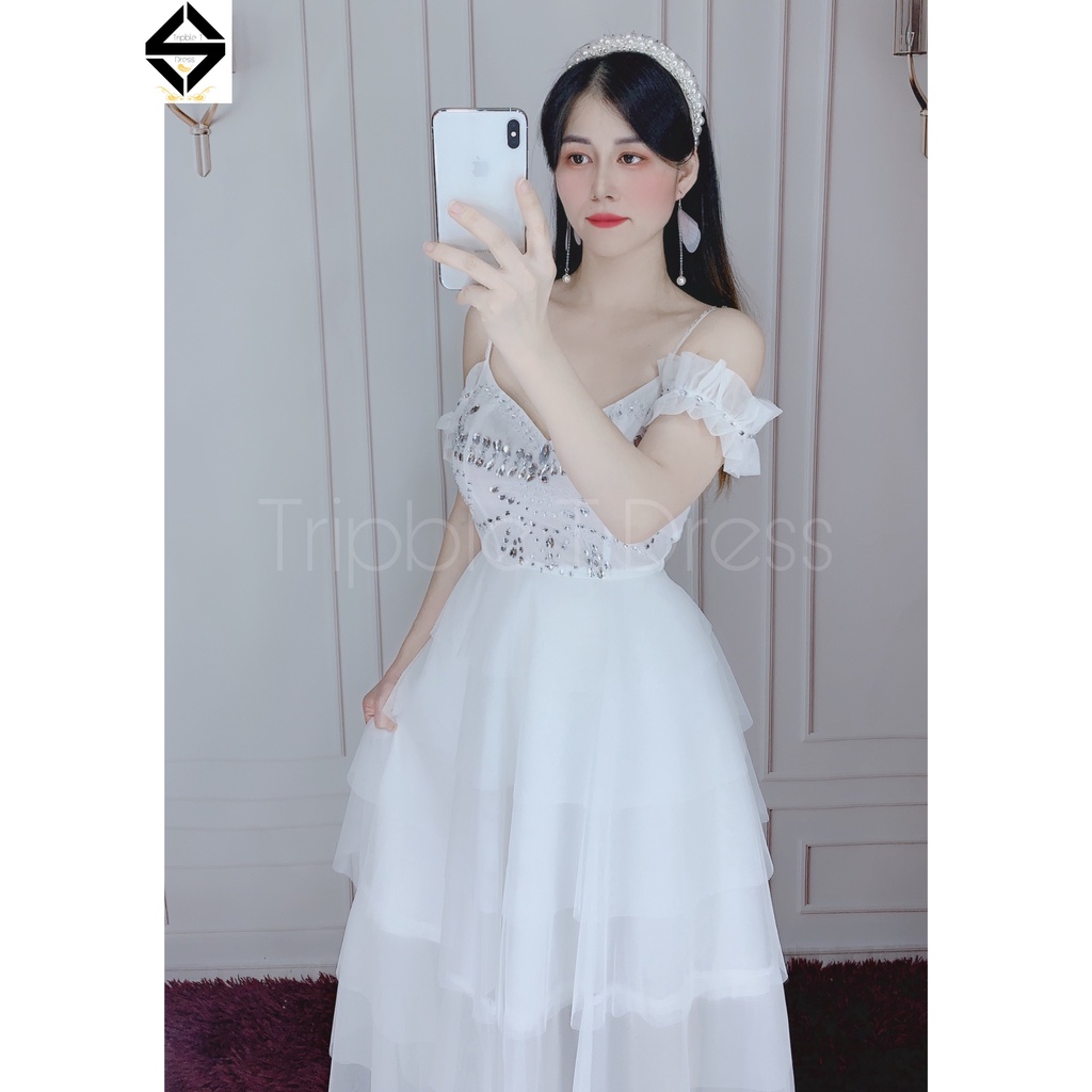 Đầm dự tiệc xếp tầng kết đá pha lê siêu xinh TRIPBLE T DRESS -size M/L - MS300V